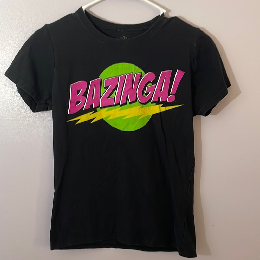 Warner Bros. Black Bazinga Tee - Pink and Green Graphic